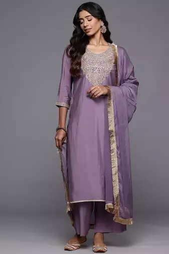 Paisley Embroidered Regular Kurta with Trousers & With Dupatta