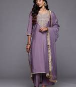 Paisley Embroidered Regular Kurta with Trousers & With Dupatta