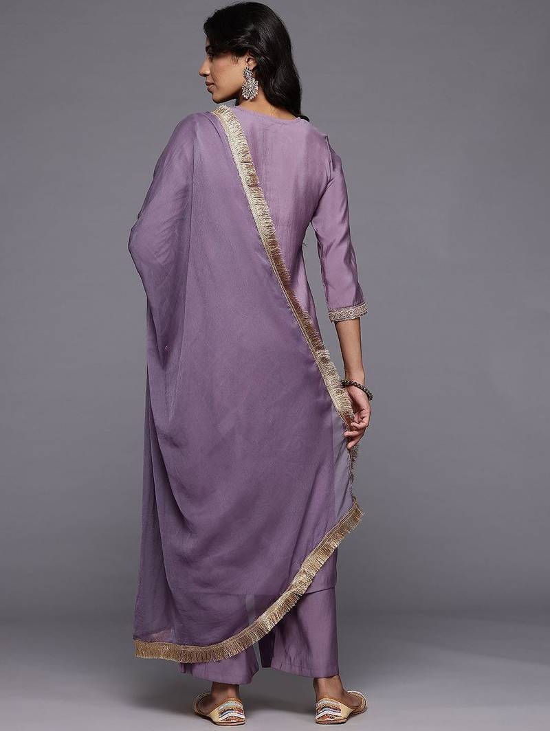 Paisley Embroidered Regular Kurta with Trousers & With Dupatta