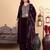 Purple Floral Embroidered Sequinned Velvet Straight Kurta with Trousers & Dupatta