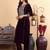 Purple Floral Embroidered Sequinned Velvet Straight Kurta with Trousers & Dupatta