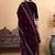Purple Floral Embroidered Sequinned Velvet Straight Kurta with Trousers & Dupatta