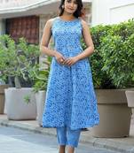 Bandhani Printed Empire Pure Cotton Anarkali Kurta With Trousers