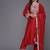 Ethnic Motifs Yoke Design Flared Sleeves Straight Kurta With Trousers & Dupatta