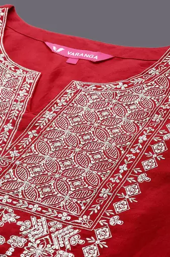 Ethnic Motifs Yoke Design Flared Sleeves Straight Kurta With Trousers & Dupatta