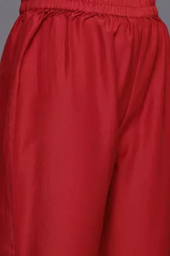 Ethnic Motifs Yoke Design Flared Sleeves Straight Kurta With Trousers & Dupatta