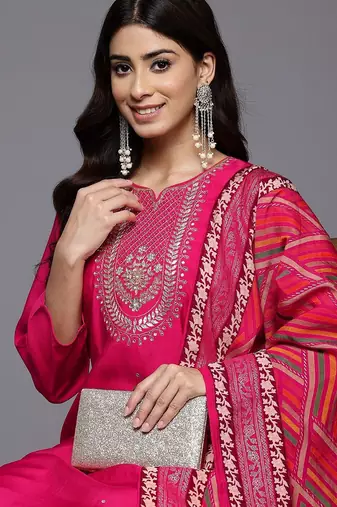 Ethnic Motifs Yoke Design Gotta Patti Kurta With Trousers & Dupatta