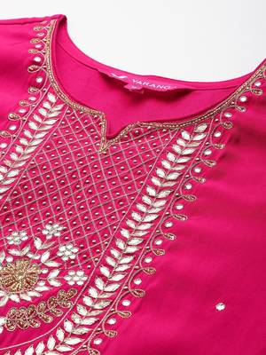 Ethnic Motifs Yoke Design Gotta Patti Kurta With Trousers & Dupatta 3