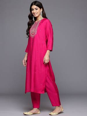 Ethnic Motifs Yoke Design Gotta Patti Kurta With Trousers & Dupatta 7