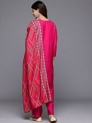 Ethnic Motifs Yoke Design Gotta Patti Kurta With Trousers & Dupatta 8
