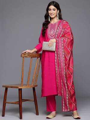 Ethnic Motifs Yoke Design Gotta Patti Kurta With Trousers & Dupatta 1
