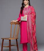 Ethnic Motifs Yoke Design Gotta Patti Kurta With Trousers & Dupatta