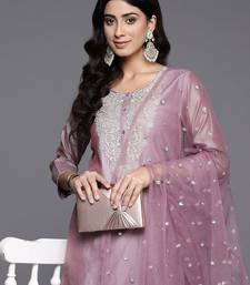 Floral Embroidered Zari Chanderi Silk Kurta with Trousers & Dupatta