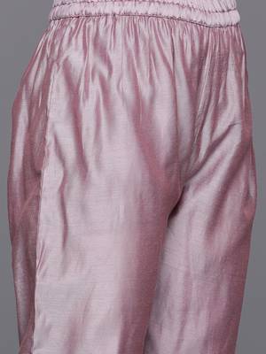Floral Embroidered Zari Chanderi Silk Kurta with Trousers & Dupatta 4
