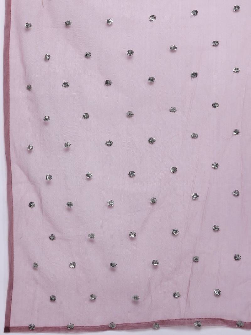 Floral Embroidered Zari Chanderi Silk Kurta with Trousers & Dupatta