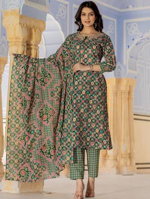 Floral Printed Regular Kurta with Trouser & Dupatta 1