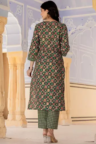 Floral Printed Regular Kurta with Trouser & Dupatta