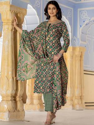 Floral Printed Regular Kurta with Trouser & Dupatta 6