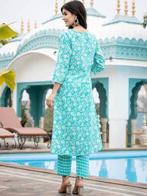 Ethnic Motifs Printed Regular Mirror Work Kurta with Trouser & Dupatta 4