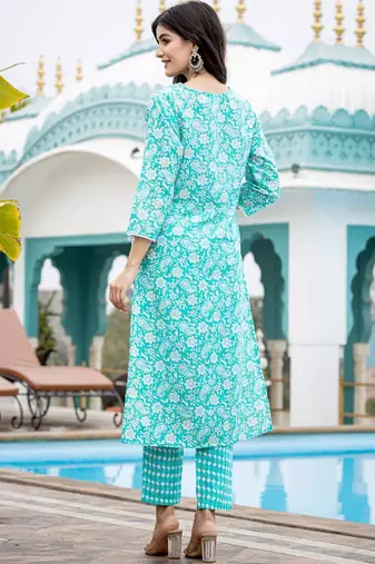 Ethnic Motifs Printed Regular Mirror Work Kurta with Trouser & Dupatta