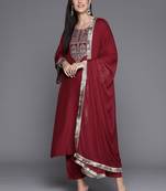 Ethnic Motifs Embroidered Regular Sequinned Kurta with Trousers & With Dupatta