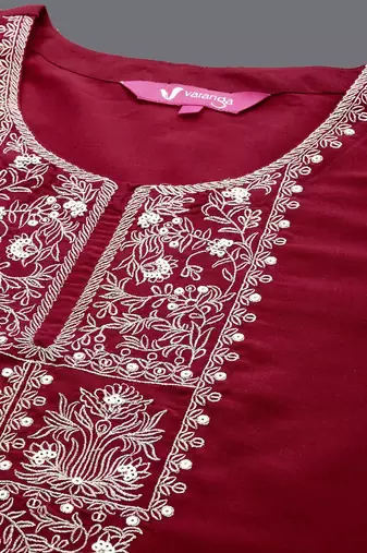 Ethnic Motifs Embroidered Regular Sequinned Kurta with Trousers & With Dupatta