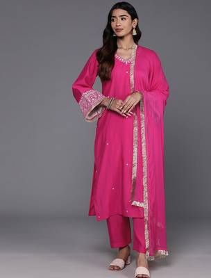 Ethnic Motifs Embroidered Regular Kurta with Trousers & With Dupatta 1