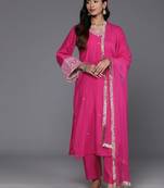 Ethnic Motifs Embroidered Regular Kurta with Trousers & With Dupatta