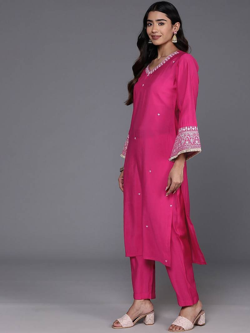 Ethnic Motifs Embroidered Regular Kurta with Trousers & With Dupatta