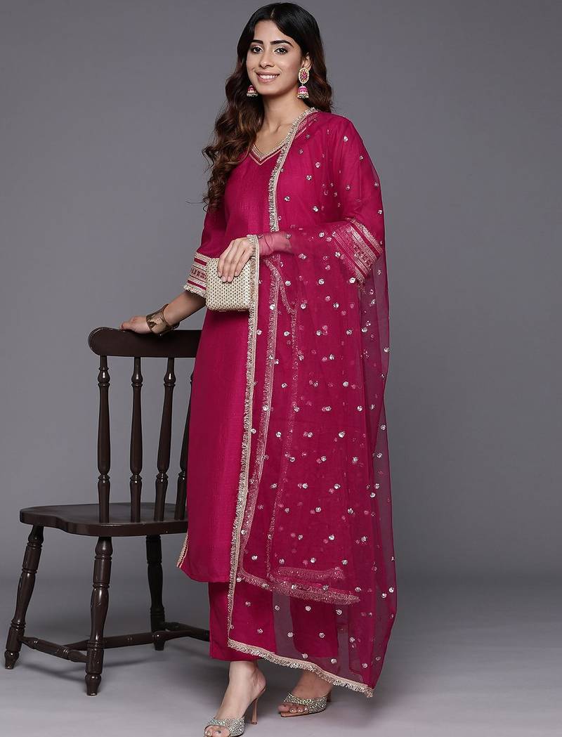 Women Regular Gotta Patti Kurta with Trousers & With Dupatta