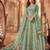 Sky blue embroidered net semi-stitched anarkali suit