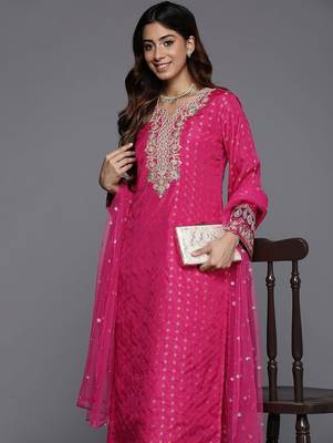 Ethnic Motifs Woven Design Sequinned Kurta with Trousers & Dupatta 2