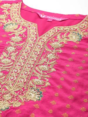 Ethnic Motifs Woven Design Sequinned Kurta with Trousers & Dupatta 3