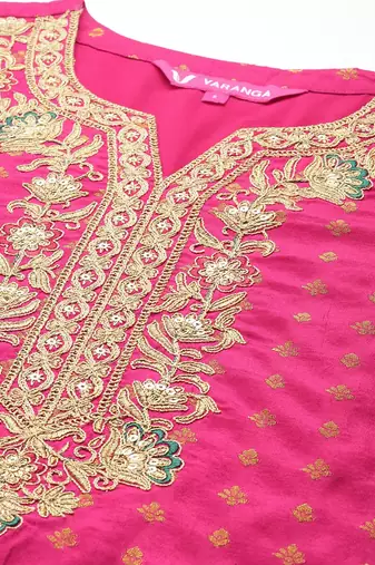Ethnic Motifs Woven Design Sequinned Kurta with Trousers & Dupatta