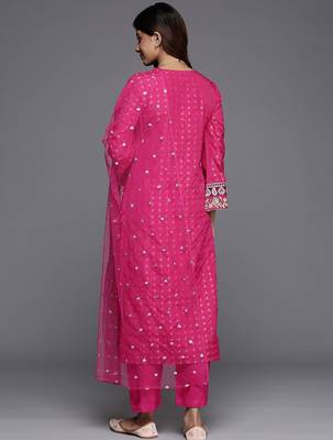 Ethnic Motifs Woven Design Sequinned Kurta with Trousers & Dupatta 7
