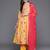 Floral Printed V-Neck Empire Anarkali Kurta with Trouser & Dupatta