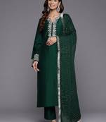 Women Floral Embroidered Regular Kurta with Trousers & With Dupatta