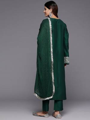 Women Floral Embroidered Regular Kurta with Trousers & With Dupatta 7