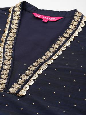 Sequinned Kurta with Trousers & Dupatta 3