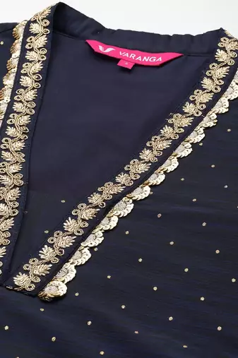 Sequinned Kurta with Trousers & Dupatta