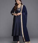 Sequinned Kurta with Trousers & Dupatta