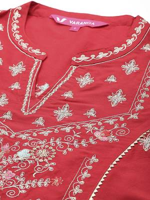 Women Floral Embroidered Regular Kurta with Trousers & With Dupatta 3