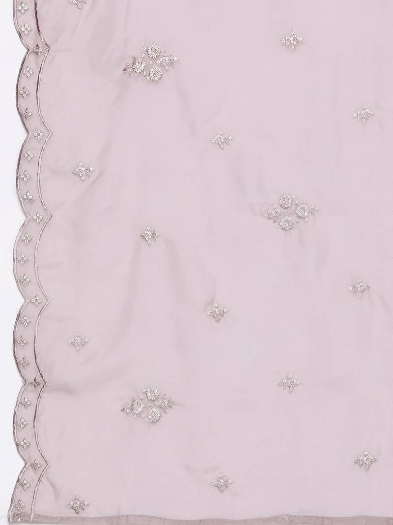 Women Floral Embroidered Regular Sequinned Kurta with Trousers & With Dupatta