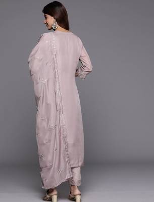 Women Floral Embroidered Regular Sequinned Kurta with Trousers & With Dupatta 7