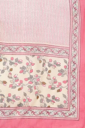 Floral Printed Mirror Work Pure Cotton Kurta with Trousers & Dupatta