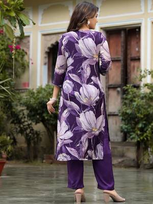 Floral Printed Sequin & Pearl Embroidered Straight Kurta With Trouser & Dupatta 5