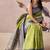 Parrot green tusser silk festival wear saree