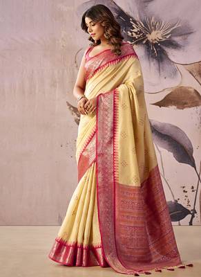 Baige tusser silk festival wear saree 1