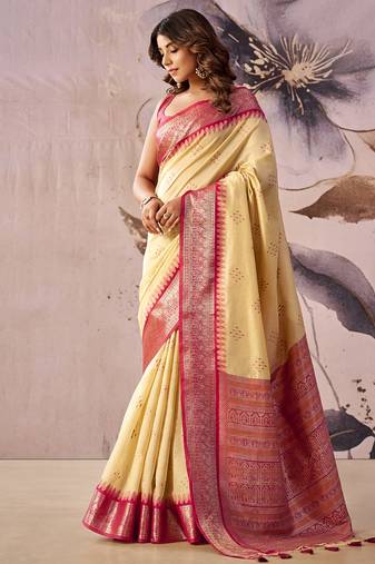 Baige tusser silk festival wear saree