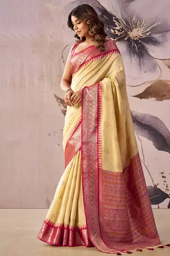 Baige tusser silk festival wear saree